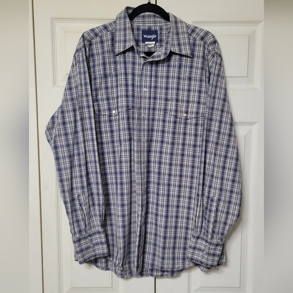 Vintage Wrangler Pearl Snap Button Western Cowboy Shirt XL